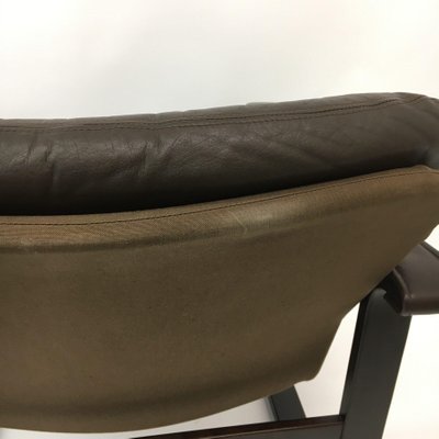 Dark Brown Leather Safari Lounge Chair, 1960s-BGP-934903