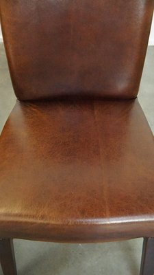 Dark Brown Sheep Leather Dining Room Chairs, Set of 6-HPP-2023268