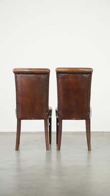 Dark Brown Sheep Leather Dining Room Chairs, Set of 6-HPP-2023268