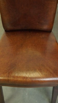 Dark Brown Sheep Leather Dining Room Chairs, Set of 6-HPP-2023268