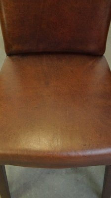 Dark Brown Sheep Leather Dining Room Chairs, Set of 6-HPP-2023268