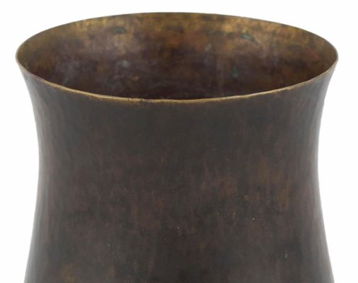 Dark Patina Brass Vase by Eugen Zint, Germany, 1960s-ZCI-752139