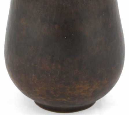 Dark Patina Brass Vase by Eugen Zint, Germany, 1960s-ZCI-752139