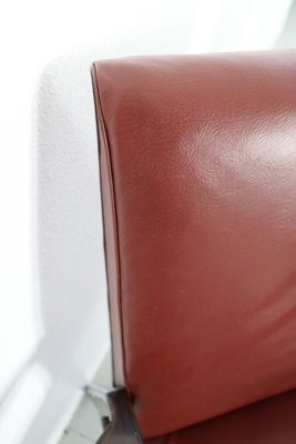 Dark Red Leatherette Armchairs, Italy, 1960s, Set of 5-AA-1087448