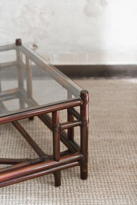 Dark Wicker Coffee Table with Leather Bindings Attila Series attributed to Gasparucci Design attributed to Telemaco, 1970s-MNF-2017264