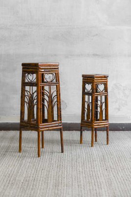 Dark Wicker Plant Stands, Set of 2-MNF-2017390