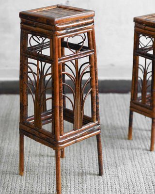 Dark Wicker Plant Stands, Set of 2-MNF-2017390