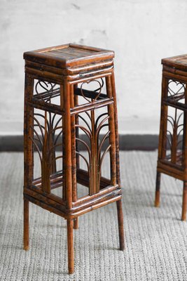 Dark Wicker Plant Stands, Set of 2-MNF-2017390