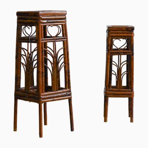 Dark Wicker Plant Stands, Set of 2-MNF-2017390