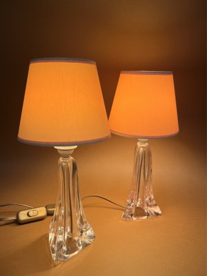 Daum France Crystal Table Lamps, 1960, Set of 2-EK-1807308