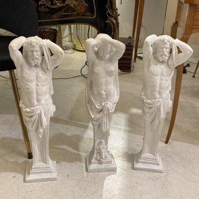 Debert, Atlas and Atlantes Sculptures, 1874, Plaster, Set of 3-RFP-2029039