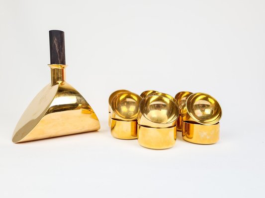 Decanter and Bowls in Brass by Pierre Forsell for Skultuna, Sweden, 1970s, Set of 15-UYK-1006120