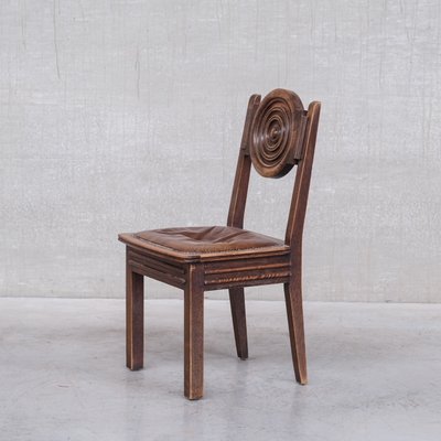 Deco French Oak Dining Chairs in the style of Dudouyt, Set of 6-JRP-1431697