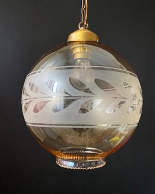 Decorated Glass Ball Ceiling Light, 1950s-XRG-2041799