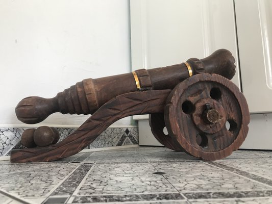 Decorative Carved Wooden Cannon,1950s-WQQ-1209392