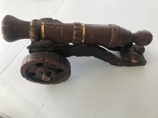 Decorative Carved Wooden Cannon,1950s-WQQ-1209392