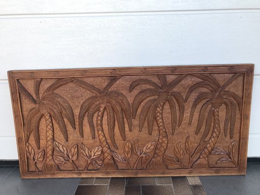 Decorative Panel in Carved Teak Wood, 1970s-WQQ-1721041