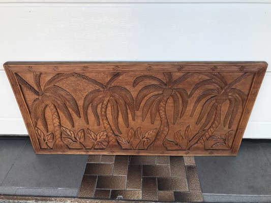 Decorative Panel in Carved Teak Wood, 1970s-WQQ-1721041