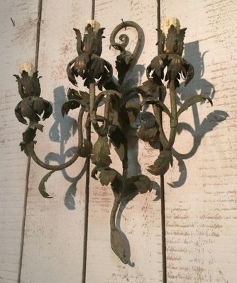 Decorative Wall Lamps in Painted Sheet Metal, 1940s, Set of 2-BA-1365637