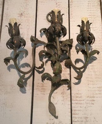 Decorative Wall Lamps in Painted Sheet Metal, 1940s, Set of 2-BA-1365637