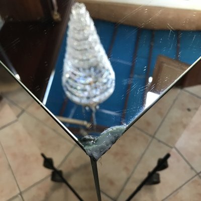 Decorative Wrought Metal and Hexagonal Table Mirror, 1970s-WQQ-1332141