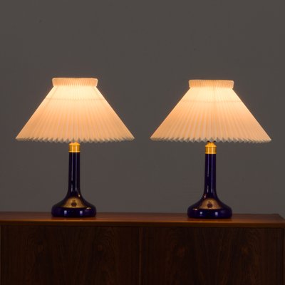 Deep Blue Table Lamps by Holmegaard for Le Klint, Denmark, 1970s, Set of 2-UE-1419450