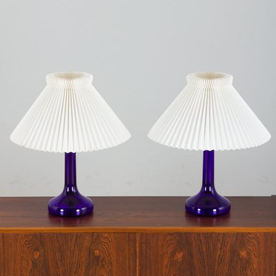 Deep Blue Table Lamps by Holmegaard for Le Klint, Denmark, 1970s, Set of 2-UE-1419450