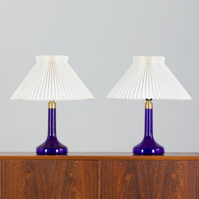 Deep Blue Table Lamps by Holmegaard for Le Klint, Denmark, 1970s, Set of 2-UE-1419450