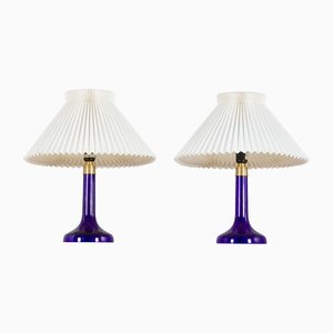 Deep Blue Table Lamps by Holmegaard for Le Klint, Denmark, 1970s, Set of 2-UE-1419450