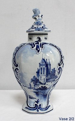 Delft Earthenware Vases from Royal Delft, Early 20th Century, Set of 2-RVK-1016321