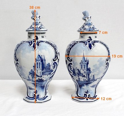 Delft Earthenware Vases from Royal Delft, Early 20th Century, Set of 2-RVK-1016321