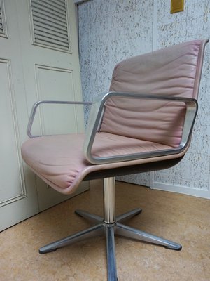 Delta Pink Leather Office Chairs from Wilkhahn, 1968, Set of 2-EA-2021426