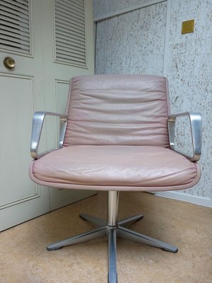 Delta Pink Leather Office Chairs from Wilkhahn, 1968, Set of 2-EA-2021426