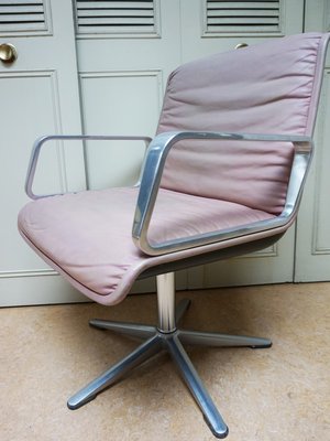 Delta Pink Leather Office Chairs from Wilkhahn, 1968, Set of 2-EA-2021426