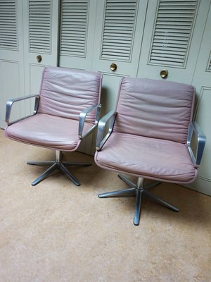 Delta Pink Leather Office Chairs from Wilkhahn, 1968, Set of 2-EA-2021426