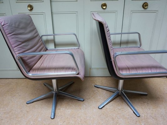 Delta Pink Leather Office Chairs from Wilkhahn, 1968, Set of 2-EA-2021426