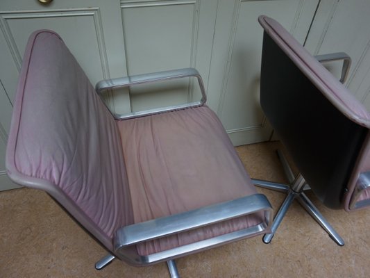 Delta Pink Leather Office Chairs from Wilkhahn, 1968, Set of 2-EA-2021426