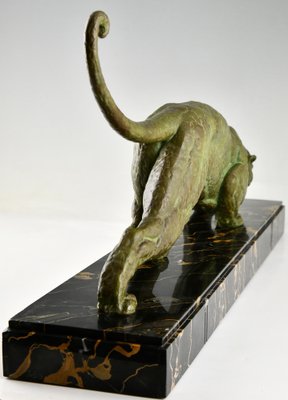 Demetre Chiparus, Art Deco Panther Sculpture, 1930, Metal Sculpture on Marble Base-KTN-1819229