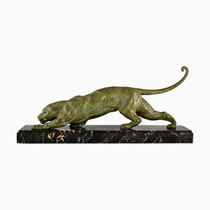 Demetre Chiparus, Art Deco Panther Sculpture, 1930, Metal Sculpture on Marble Base-KTN-1819229