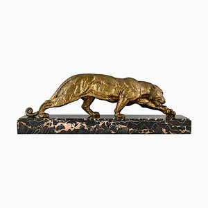 Demetre H. Chiparus, Art Deco Sculpture of a Panther, 1930, Bronze & Marble-KTN-1793723