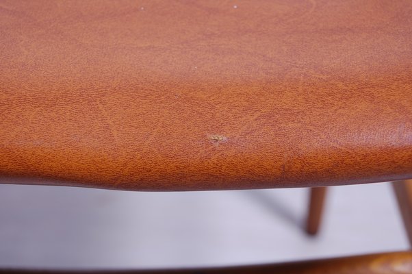 Design Chair With Brown Leather Seat, 1950s-XSG-1175011