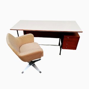 Desk and Armchair by Gio Ponti for Studio PFR, Italy, 1950s, Set of 2-HNE-1329079