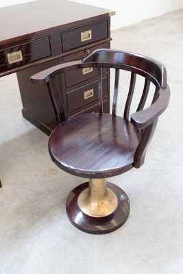 Desk and Swivel Naval Style Chair, 1970, Set of 2-KNM-1737089