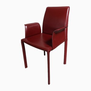 Desk Armchair in Maroon Leather-WSV-1781297