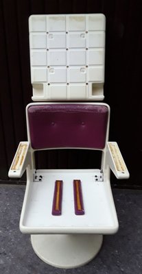 Desk Chair with Purple & White Plastic on Tulip Base, 1970s-HOI-778947