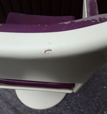 Desk Chair with Purple & White Plastic on Tulip Base, 1970s-HOI-778947