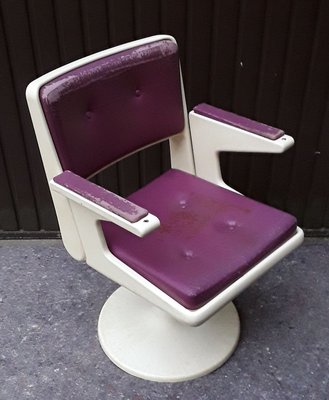 Desk Chair with Purple & White Plastic on Tulip Base, 1970s-HOI-778947