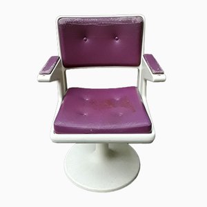 Desk Chair with Purple & White Plastic on Tulip Base, 1970s-HOI-778947