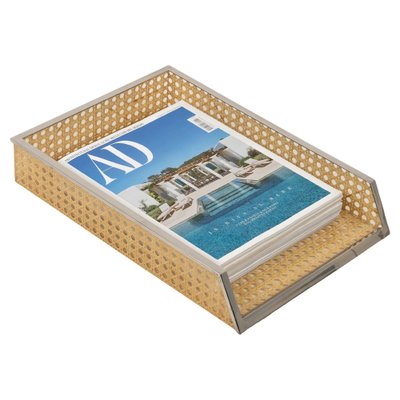 Desk Document Holder in Acrylic Glass, Rattan & Steel in the style of Christian Dior, Italy, 1970s-LYQ-2041612