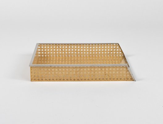 Desk Document Holder in Acrylic Glass, Rattan & Steel in the style of Christian Dior, Italy, 1970s-LYQ-2041612